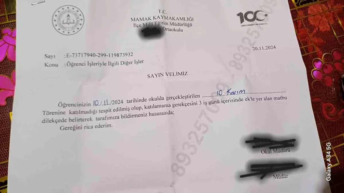 Ankara’da Okul Törende Bulunmayan Öğrenciye Tebligat Gönderdi