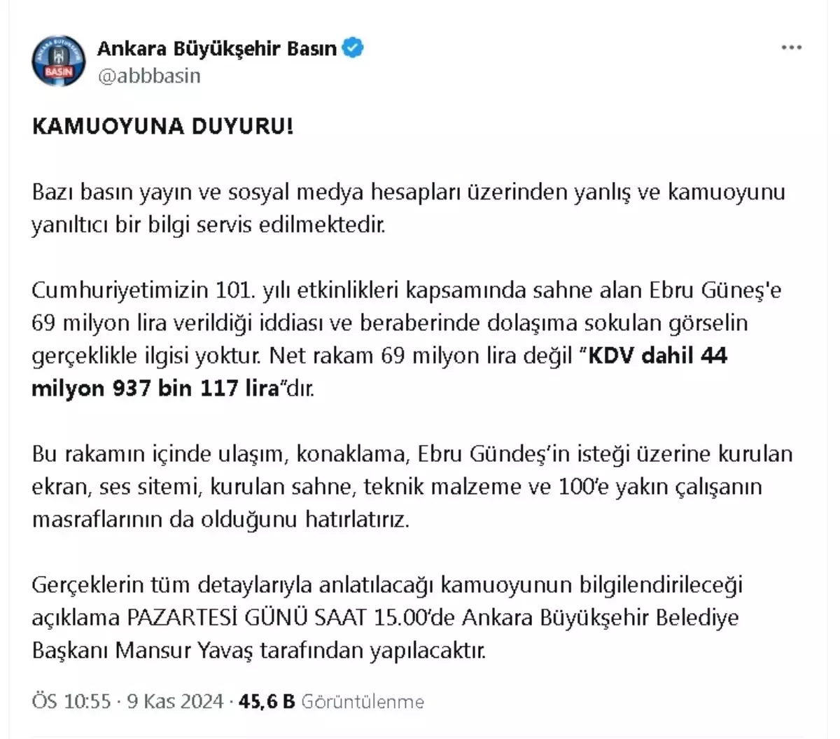 Ebru Güneş’e 69 Milyon İddiasına Yanıt